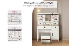 Picture of LORRAINE Tempered Glass Top Dressing Table with LED Mirror, Charging Port & Storage Stool