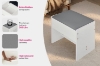 Picture of LORRAINE Tempered Glass Top Dressing Table with LED Mirror, Charging Port & Storage Stool