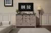 Picture of VITTORIO Sliding Barn Door Cabinet with Drawers (Grey Oak)
