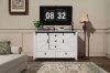 Picture of VITTORIO Sliding Barn Door Cabinet with Drawers (White) 