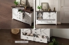 Picture of VITTORIO Sliding Barn Door Cabinet with Drawers (White) 