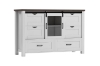 Picture of ODDNY Farmhouse Storage Cabinet with Sliding Door and Drawers (White)