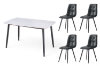 Picture of SAROTO 51" Sintered Stone Top 5PC Dining Set (Gloss White Table + 4 Charcoal Chairs)