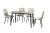 Picture of SAROTO 51" Sintered Stone Top 5PC Dining Set (Matte Grey Table + 4 Creamy White Chairs)