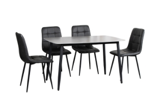 Picture of SAROTO 51" Sintered Stone Top 5PC Dining Set (Matte Grey Table + Charcoal Chairs)
