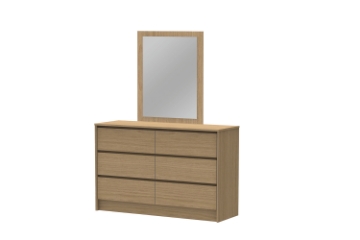 Picture of MOOK 6-Drawer Dresser with Mirror (Light Oak)