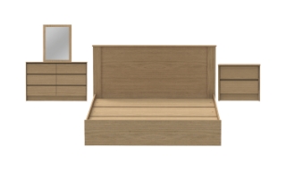 Picture of  MOOK Bedroom Combo Set in Queen Size - 4PC Combo (Light Oak)