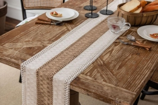 Picture of 376-004 Cotton-Edged Woven Table Runner/Bed Runner with Tassel - 94.5"x12"