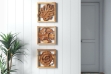 Picture of 650-018 Hand-carved Teak Root Flower and Leaf Wall Art - Set of 3