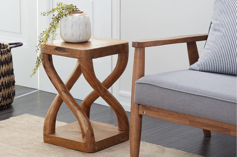 Picture of ROOTRA Handcrafted Teak Root Abstract Twist Side Table/Stool