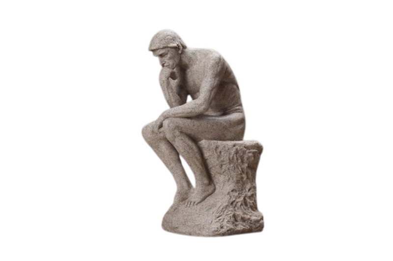 Picture of 374-006 Famous Thinking Man Resin Sculpture for Home and Office Decor - Sandstone