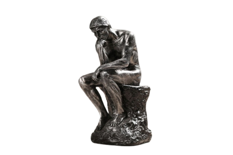 Picture of 374-007 Famous Thinking Man Resin Sculpture for Home and Office Decor - Silver