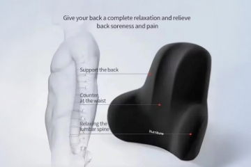 Picture of  Memory Foam Lumbar Support Cushion For Office Chair & Car Seat (Black)