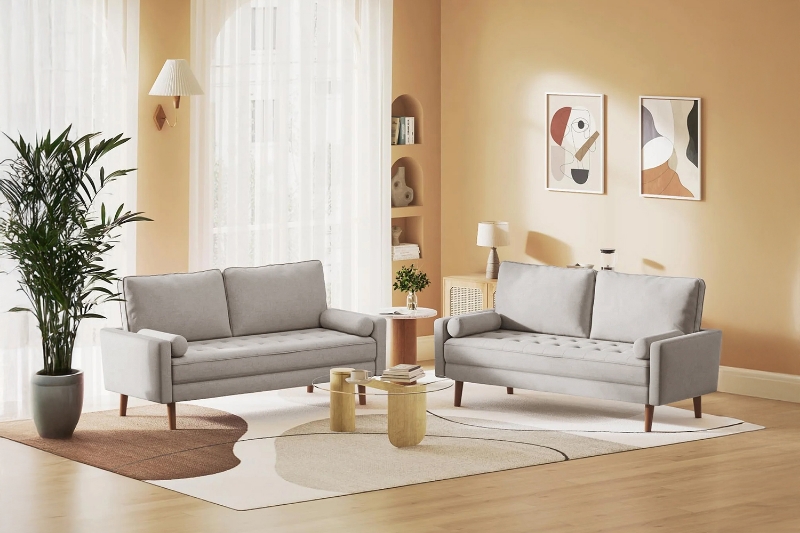 Picture of HAROLD Fabric Sofa Range (Beige) - Loveseat+Sofa Set