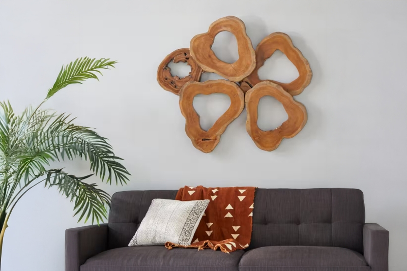 Picture of 650-024 35.5"x39.5" Large Teak Root Wall Sculpture – Handcrafted Natural Wooden Wall Art