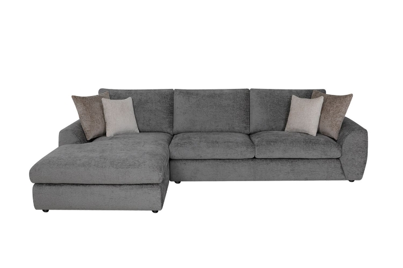 Picture of HAYVA Feather-Filled Fabric Sectional Sofa - Chaise Facing Left