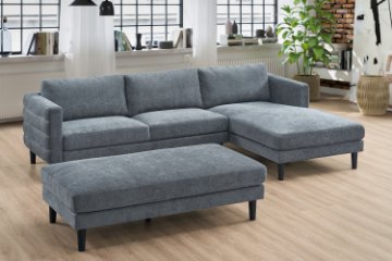 Picture of FINCH Sectional Sofa (Grey) -  Chaise Facing Right with Ottoman