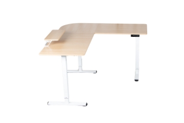 Picture of NEXUS 63" L-Shaped Electric Height-Adjustable Standing Desk with LED Display and USB Charging Port (Oak)