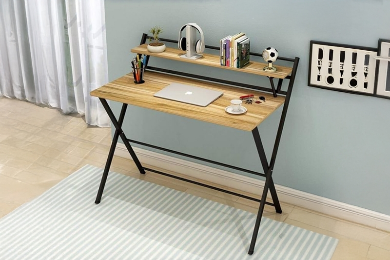 Picture of REIDUN 39.5" Dual-Tier Office Desk with Foldable Top shelf