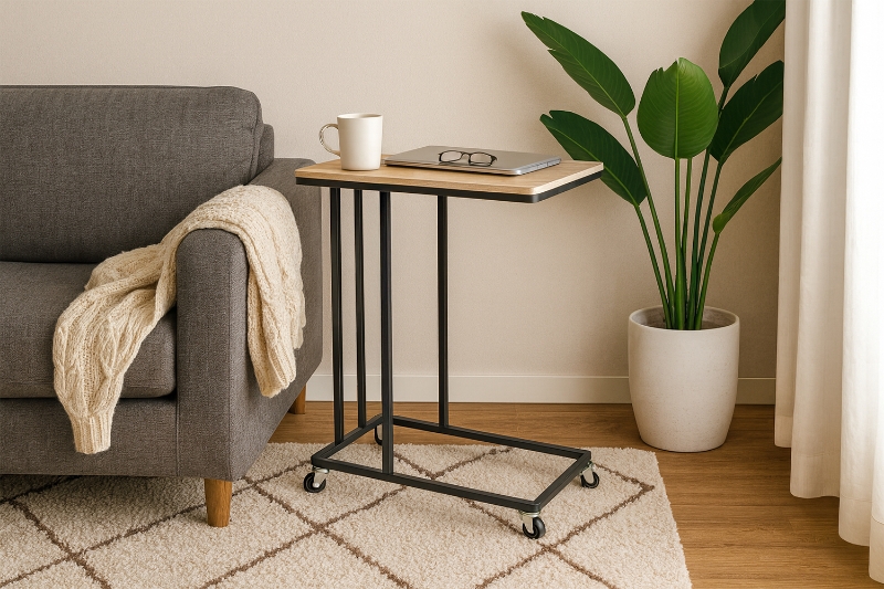 Picture of HALLIE Mobile Accent Side Table with Wheels