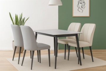 Picture of MIKASA 47" Sintered Stone Top 5PC Dining Set (Grey Table)