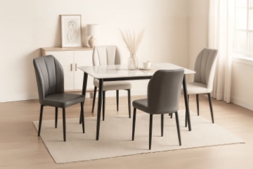 Picture of MIKASA 47" Sintered Stone Top 5PC Dining Set (Crisp-White Table)