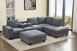 Picture of OSAKA Sectional Sofa with Storage Ottoman, Flip-Back Hidden Console & USB & Type-C Port (Grey)