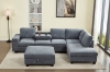 Picture of OSAKA Sectional Sofa with Storage Ottoman, Flip-Back Hidden Cup Holders & USB Port (Grey)