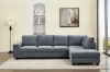 Picture of OSAKA Sectional Sofa with Storage Ottoman, Flip-Back Hidden Console & USB & Type-C Port (Grey)