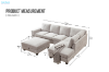 Picture of OSAKA Sectional Sofa with Storage Ottoman, Flip-Back Hidden Console & USB & Type-C Port (Beige)