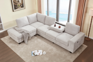 Picture of OSAKA Sectional Sofa (Beige) - Chaise Facing Left without Ottoman