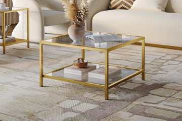 Picture of TOBAGO 27" Square Tempered Glass Coffee Table (Golden)