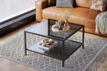 Picture of TOBAGO 27" Square Tempered Glass Coffee Table (Black)