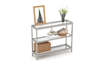 Picture of JOSEF 35.5" Tempered Glass Console Table with 3 Tiers (Silver)