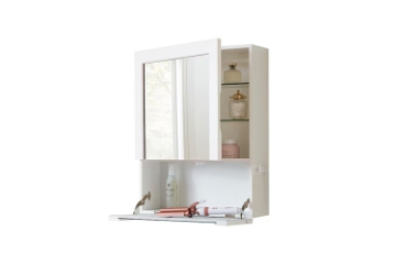 Picture of LUXEWAL 2-Door Mirrored Bathroom Wall Cabinet with 2 USB Ports & 3-Prong Outlets