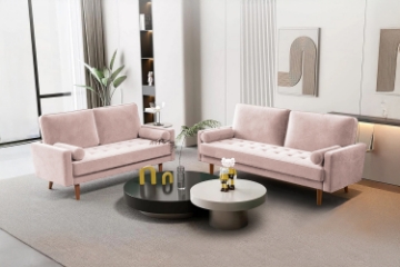 Picture of HAROLD Fabric Sofa Range (Pink) - Loveseat+Sofa Set
