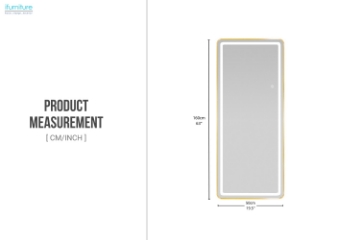 Picture of 339-017 H63" Golden Rounded Rectangle Mirror with LED Light