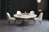 Picture of ORBIT 59" Round White Sintered Stone Dining Table with Lazy Susan