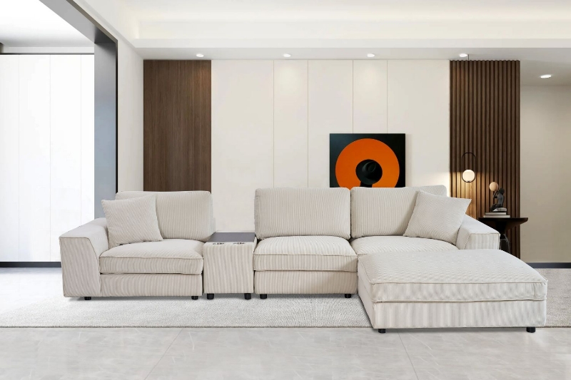 Picture of MIRANDA Modular Sofa with Ottoman & Console Power & USB Ports - Water Resistant