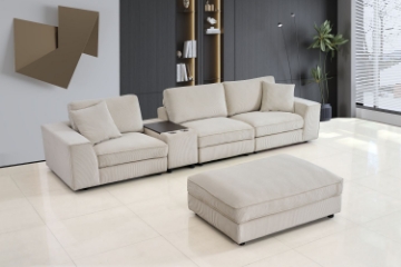 Picture of MIRANDA Modular Sofa with Ottoman & Console Power & USB Ports - Water Resistant
