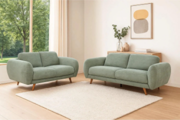 Picture of HELSINKI Fabric Sofa Range (Light Olive) - Loveseat+Sofa Set