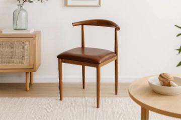 Picture of HORN Metal Frame Dining Chair with Brown Cushion