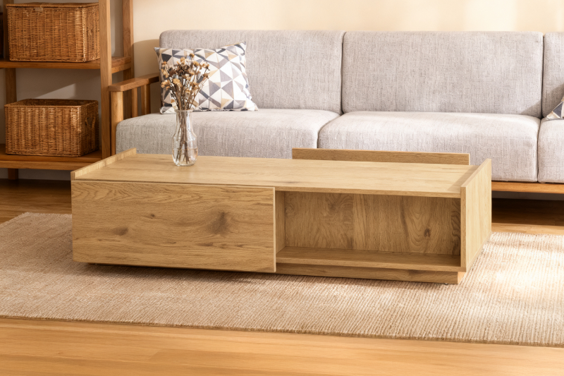 Picture of SACHA 47" 2-Drawer Rectangle Coffee Table (Oak)