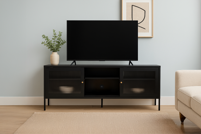 Picture of STARK Steel Frame 59" Sliding Door TV Unit (Black)