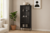Picture of STARK Steel Frame 71"x31.5" 2-Door Transparent Glass Display Cabinet(Black)