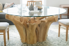 Picture of Takara D51" Tempered Glass Top Handcrafted Teak Root Dining Table