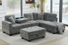 Picture of NEBULA Pro Sectional Sofa with Storage Ottoman & Drop-Down Console & USB & Type-C Port (Misty Grey)