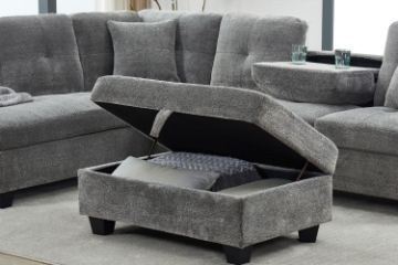 Picture of  NEBULA Pro Sectional Sofa with Storage Ottoman (Misty Grey) - Chaise Facing Right