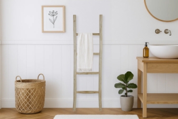 Picture of WILDBRANCH 59" Medium Teak Wood Towel Ladder