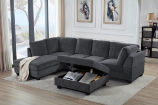 Picture of LIBERTY Premium Sectional Sofa (Dark Grey) - Chaise Facing Left with Storage Ottoman